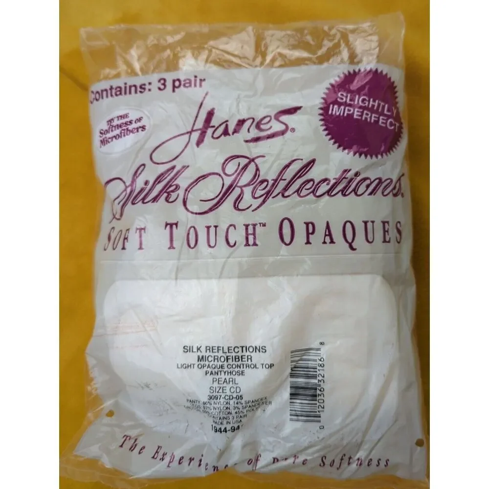 Vintage Hanes Silk Reflections Sz CD Pearl‎ Opaque  Slightly Imperfect Pantyhose
